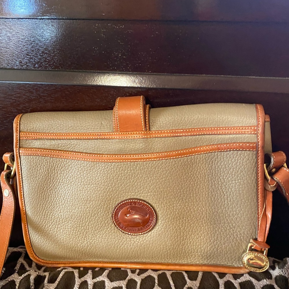 Dooney & Bourke Tan and Brown Leather Crossbody Bag